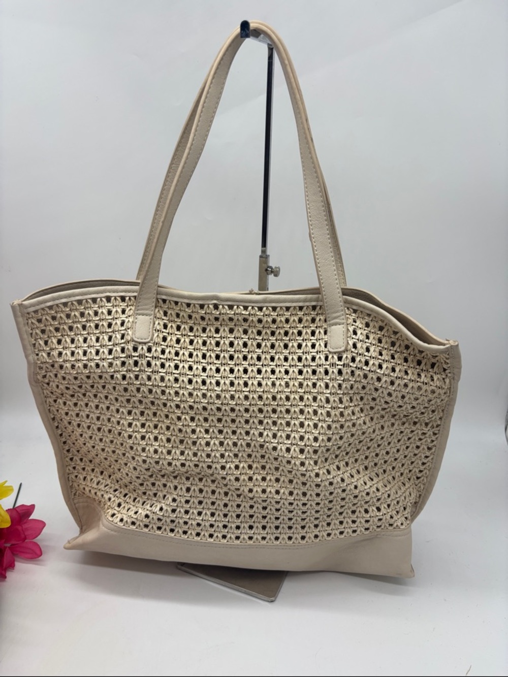 Anthropologie n Woven Tote Bag in Beige - Lightweight Summer Carryall TOT9966D